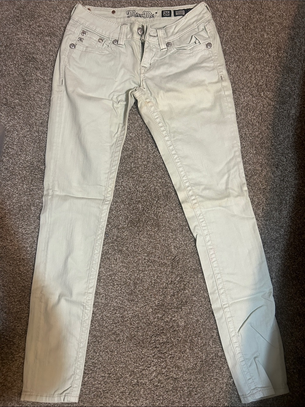 Miss Me Skinny Jeans in Off-White/Cream